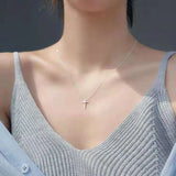 925 Silver Cross Pendant Necklace Clavicle Chain Fine Jewelry Gift