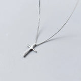 925 Silver Cross Pendant Necklace Clavicle Chain Fine Jewelry Gift