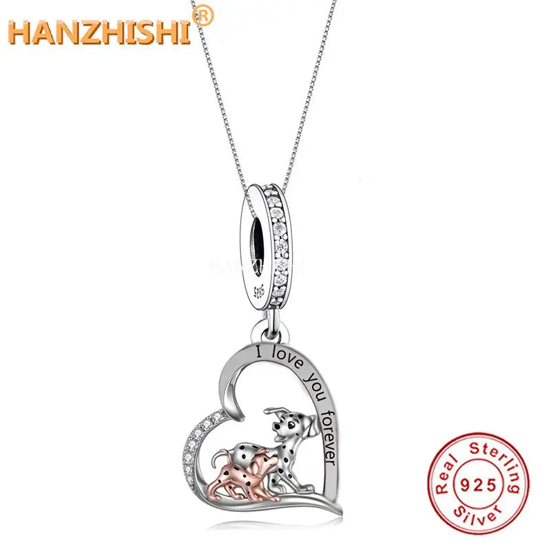 925 Silver Dog Heart Pendant Necklace Anniversary Birthday Gift