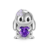 925 Silver Rabbit Dog Bird Charm Bead Pendant Bracelets DIY Jewelry