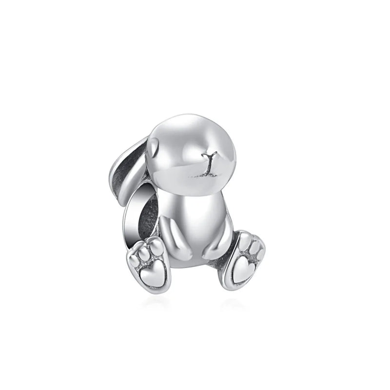 925 Silver Rabbit Sheep Dog Hedgehog Snowman Rose DIY Beads