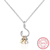 925 Silver Three Small Fish Pendant Necklace Hook Jewelry