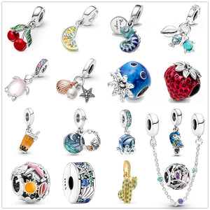 925 Silver Ocean Jellyfish Turtle Charms for Bracelet Jewelry Making