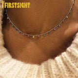925 Silver Chandalier Necklace CZ Drip Delicate Rainbow Cz Choker