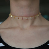 925 Silver Chandalier Necklace CZ Drip Delicate Rainbow Cz Choker