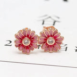 925 Silver Daisy Heart Stud Earrings Women DIY Jewelry S925 Party