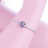 925 Silver Pink Butterfly Zirconia Bead for Bracelet Pendant Jewelry