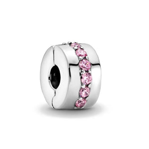 925 Silver Pink Butterfly Zirconia Bead for Bracelet Pendant Jewelry