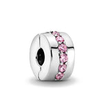 925 Silver Pink Butterfly Zirconia Bead for Bracelet Pendant Jewelry