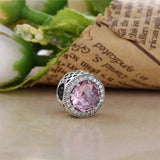 925 Silver Pink Butterfly Zirconia Bead for Bracelet Pendant Jewelry