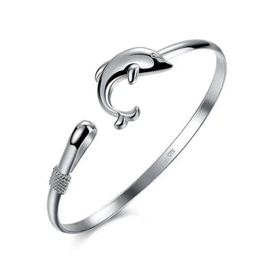 925 Sterling Silver Dolphin Bracelet Wedding Charm Jewelry