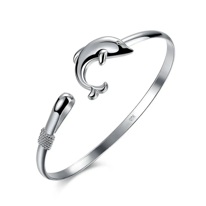 925 Sterling Silver Dolphin Bracelet Wedding Charm Jewelry