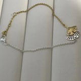 925 Silver Double Gingko Leaves Chain Bracelet Women Charm Bead DIY