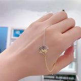 925 Silver Double Gingko Leaves Chain Bracelet Women Charm Bead DIY
