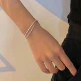 925 Silver Double Layer Chain Charm Bracelet for Women