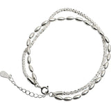 925 Silver Double Layer Chain Charm Bracelet for Women