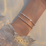 925 Silver Double Layer Chain Charm Bracelet for Women