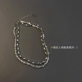 925 Silver Double Layer Chain Charm Bracelet for Women