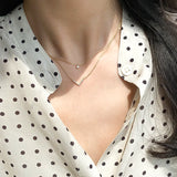 925 Silver Double Layer V Necklace Zircon Geometric Clavicle Chain