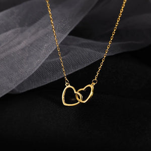 925 Sterling Silver Double Ring Heart Necklace Female