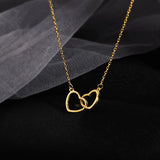 925 Sterling Silver Double Ring Heart Necklace Female