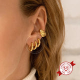 925 Silver CZ Hoop Earrings for Women Party Jewelry Gift