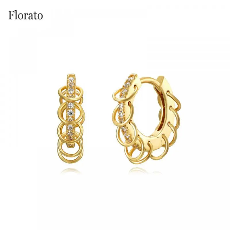 925 Silver Hoop Earrings with Zircon Party Jewelry