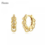 925 Silver Hoop Earrings with Zircon Party Jewelry