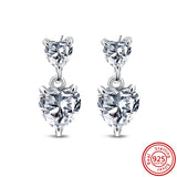 925 Silver Earrings Zircon Hearts Butterfly Flowers
