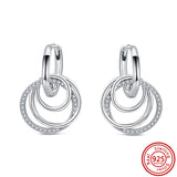 925 Silver Earrings Zircon Hearts Butterfly Flowers