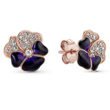 925 Silver Flower Butterfly Hoop Earrings Enamel Women's Jewelry
