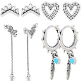 925 Silver Butterfly & Feather Earring Set for Women