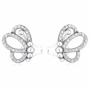 925 Silver Butterfly Crystal Earring For Women
