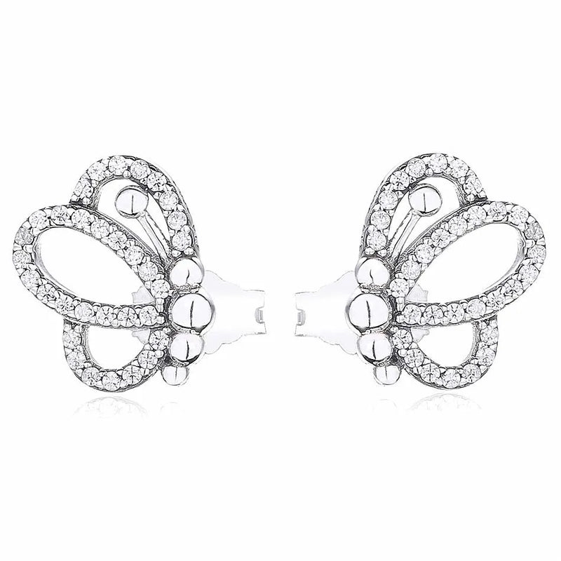 925 Silver Butterfly Crystal Earring For Women