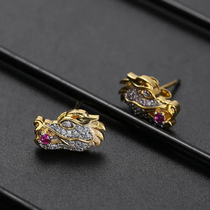 925 Silver Dragon Zircon Earrings for Women Party Girl