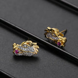 925 Silver Dragon Zircon Earrings for Women Party Girl