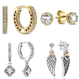 925 Sterling Silver Heart & Crown Stud Earrings