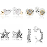 925 Silver Earring Two-tone Luminous Hearts With Mother-Of-Pearl