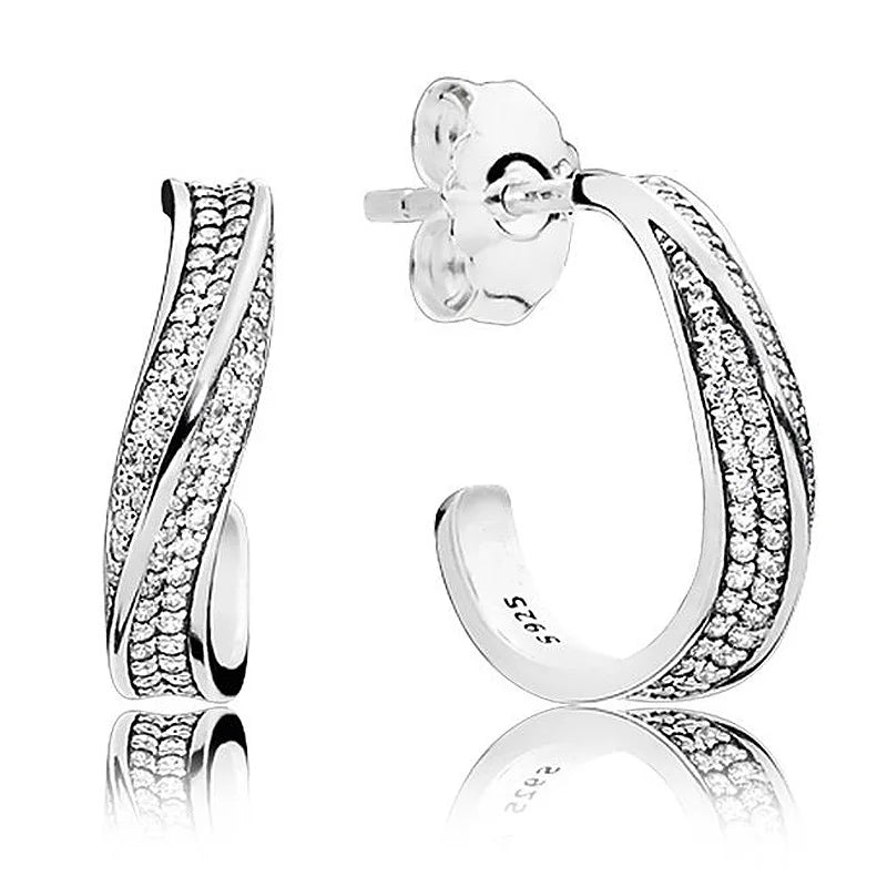925 Silver Earring Two-tone Luminous Hearts With Mother-Of-Pearl