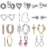925 Silver Honeycomb Infinity Heart Stud Earrings Gift