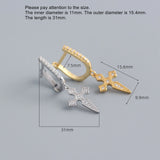 925 Silver Earring Zircon Cross Pendant Ear Ring Ear Bone Girl Jewelry