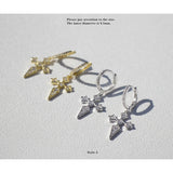 925 Silver Earring Zircon Cross Pendant Ear Ring Ear Bone Girl Jewelry