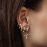 925 Silver Earring Zircon Cross Pendant Ear Ring Ear Bone Girl Jewelry