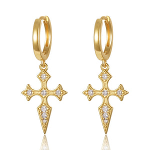 925 Silver Earring Zircon Cross Pendant Ear Ring Ear Bone Girl Jewelry