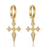 925 Silver Earring Zircon Cross Pendant Ear Ring Ear Bone Girl Jewelry