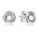 925 Silver Love Knot Honeycomb Lace Circle Earring DIY Jewelry