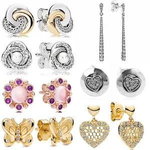 925 Silver Love Knot Honeycomb Lace Circle Earring DIY Jewelry
