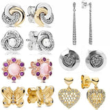 925 Silver Love Knot Honeycomb Lace Circle Earring DIY Jewelry