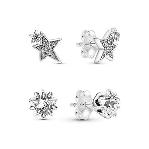 925 Silver Star Asymmetrical Earrings for Women