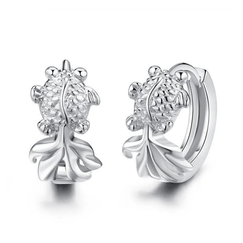 925 Silver Little Fish Delicate Earrings for Girls